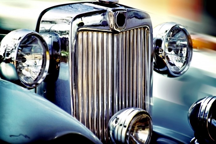 Classic Vintage Luxury Car Front Grille and Lights