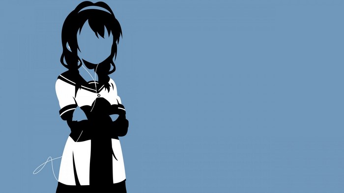 Girl from Yuru Yuri wearing headphones