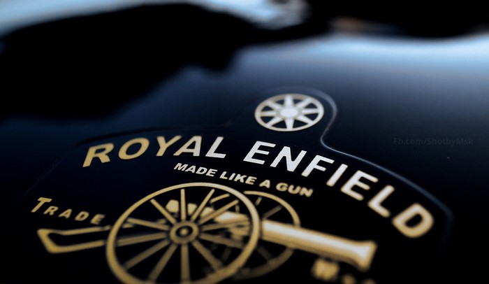 Royal Enfield logo with cannon and wheel