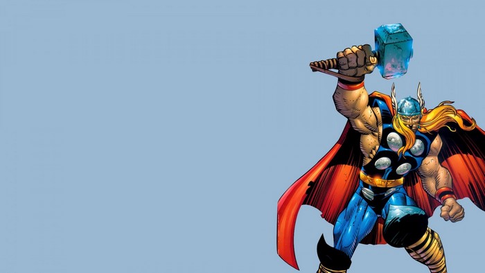 Thor from Marvel Comics holding Mjolnir