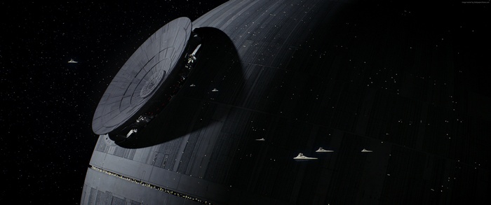 Star Destroyers near the Death Star from Rogue One