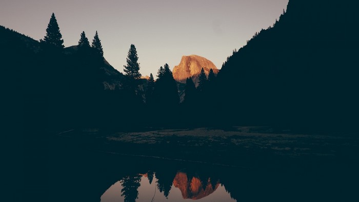 Half Dome reflection at dawn in Yosemite National Park
