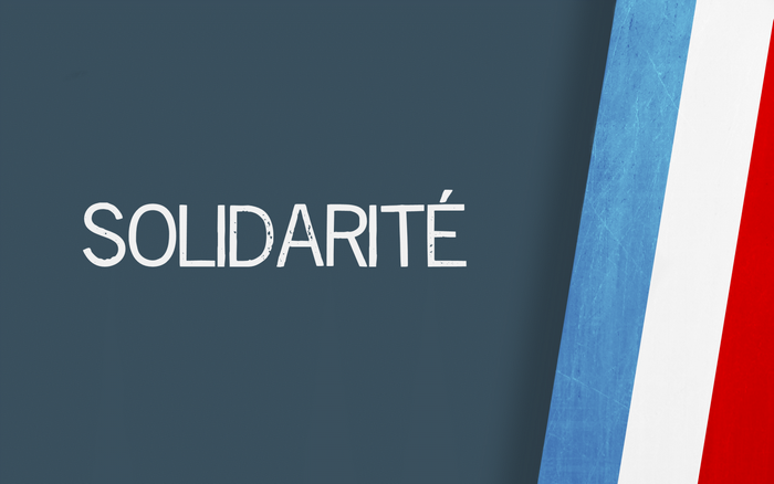 Solidarité text with French flag colors