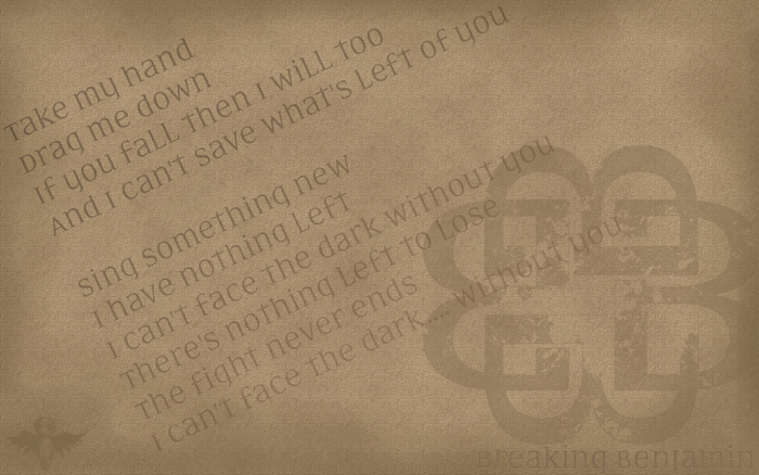 Breaking Benjamin lyrics on textured paper