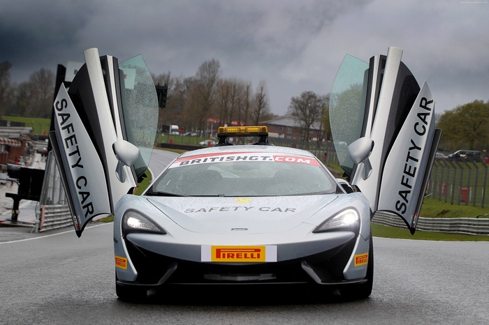 McLaren 570S safety car with doors open