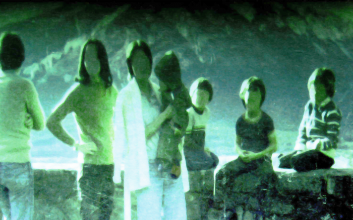 Group of people in green tones, Boards of Canada album cover