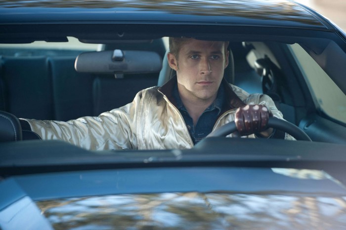 Ryan Gosling driving a car in Drive