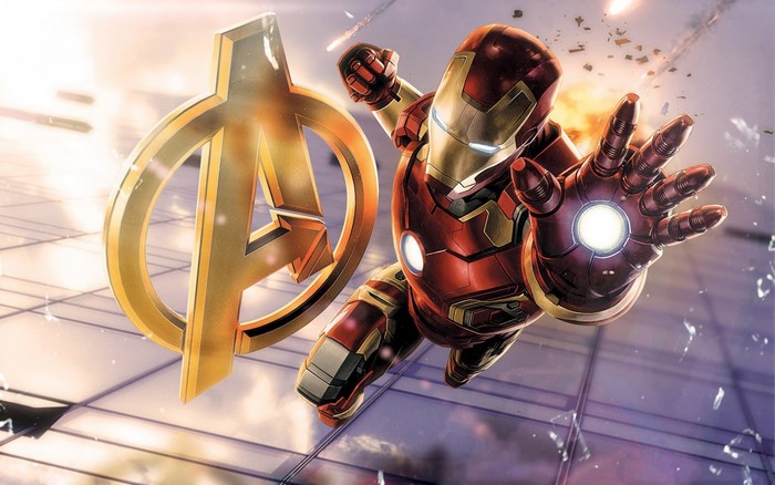 Iron Man from The Avengers with the Avengers logo