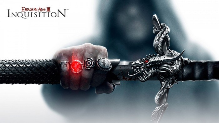 Dragon Age: Inquisition sword with dragon hilt and rings