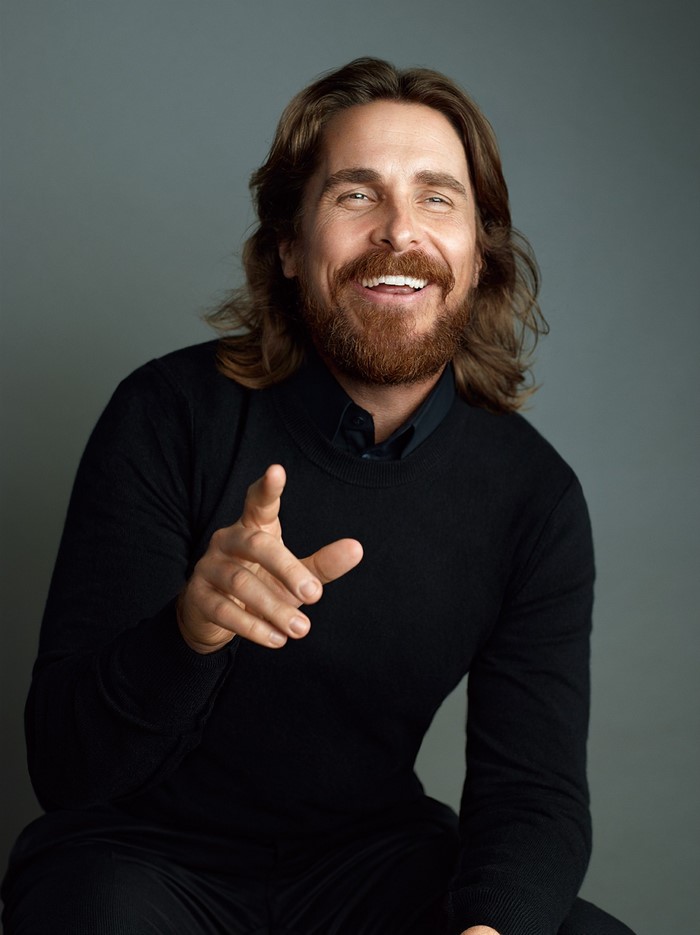 Christian Bale with beard and long hair