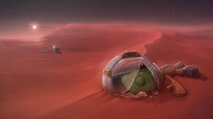 Kerbal Space Program Broken Helmet on Red Planet