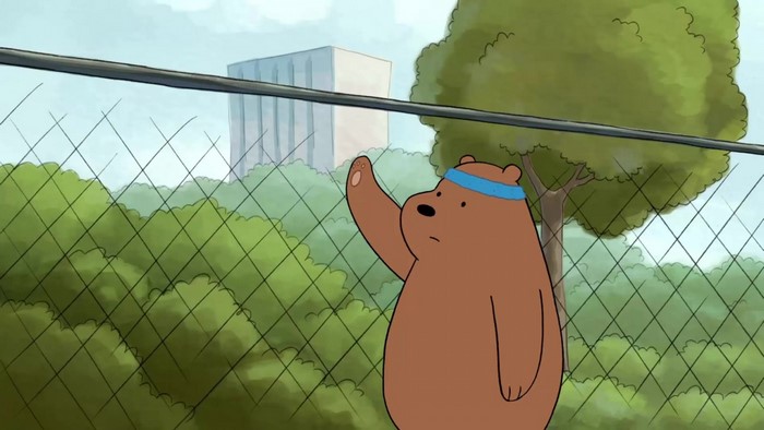 Grizz from We Bare Bears waving