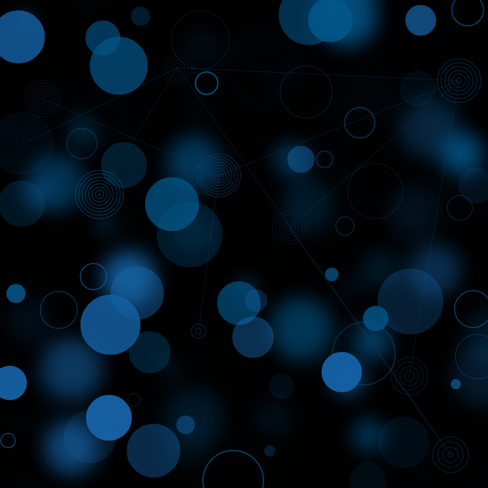 Blue circles and lines on black background