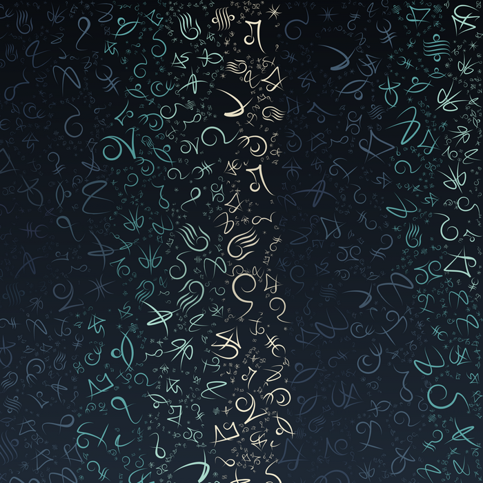 Abstract pattern of mystical symbols