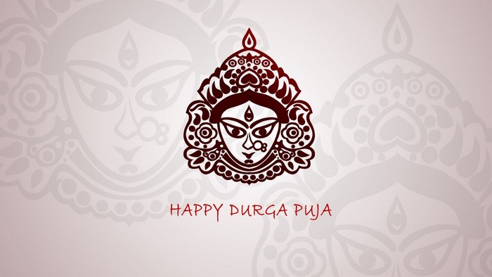 Happy Durga Puja illustration with Goddess Durga's face