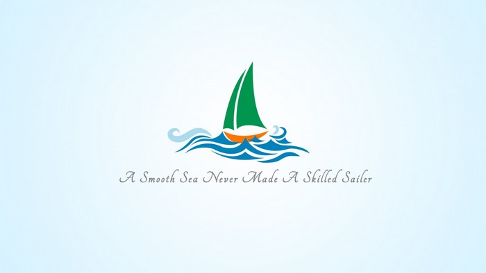 Sailboat on waves with inspirational quote