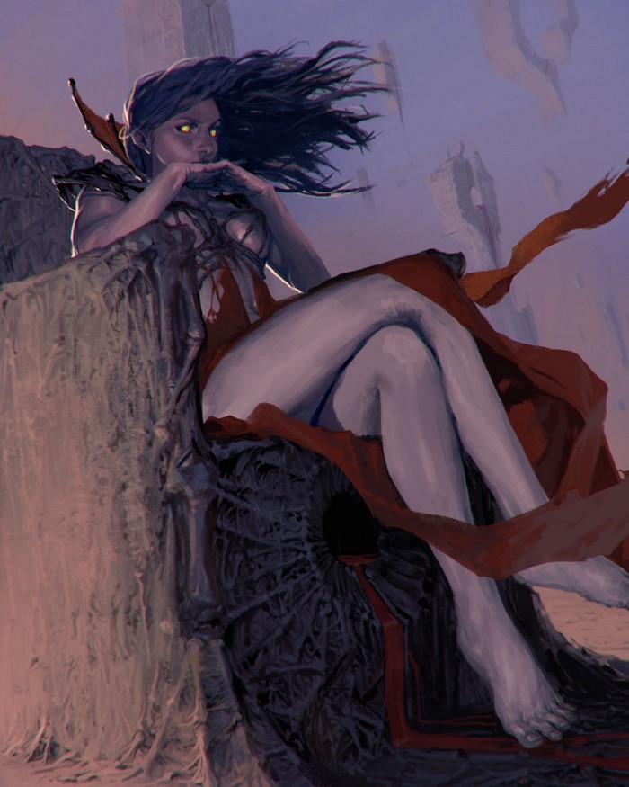 Illustration of a woman with yellow eyes