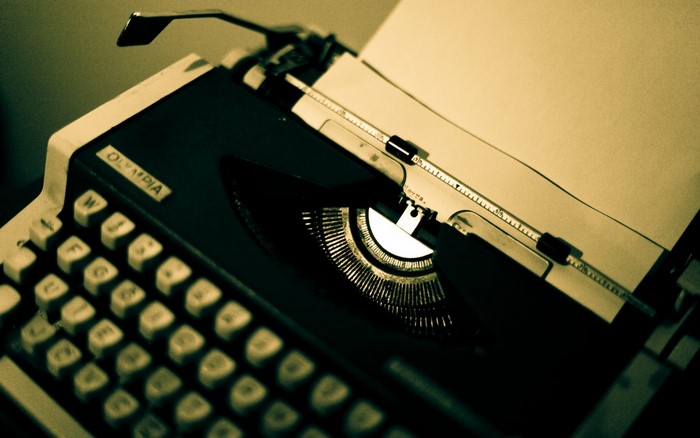 Olympia typewriter with paper