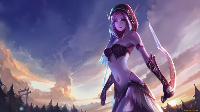 Night Elf from Warcraft holding daggers