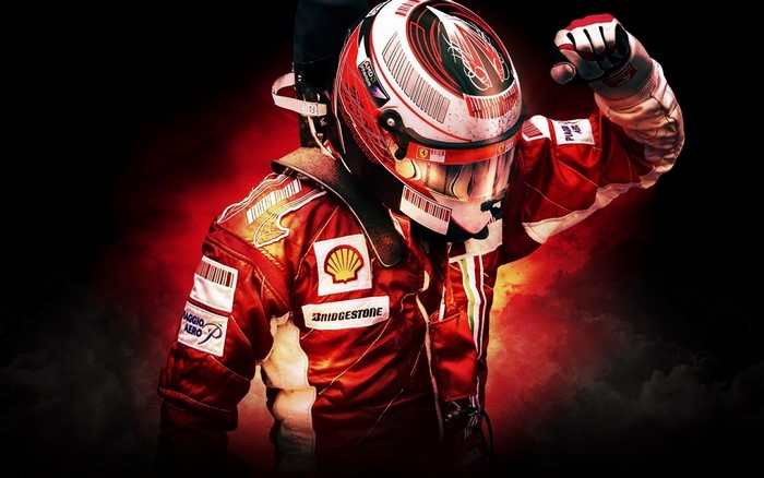 Formula 1 Ferrari Driver in Red Racing Suit