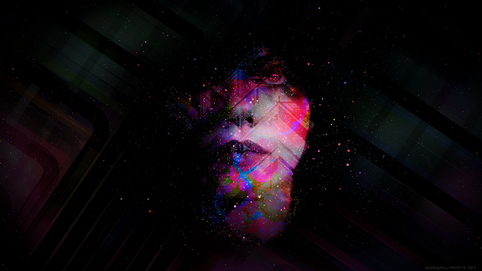 Abstract face in galaxy and starfield