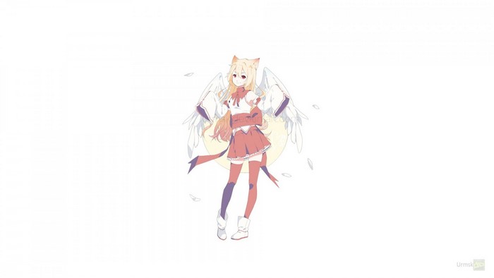 Anime girl with cat ears and wings