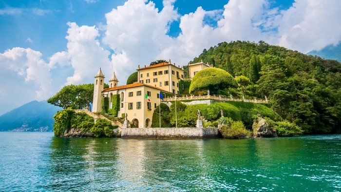 trees, landscape, forest, sea, Italy, lake, rock, nature, building ...