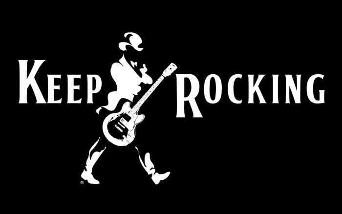 Keep Rocking logo with guitarist
