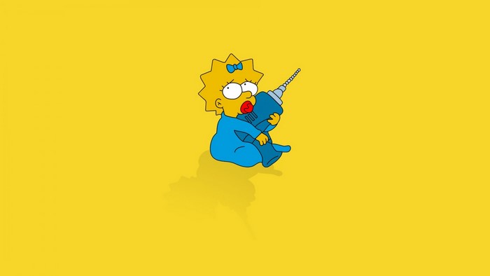 Maggie Simpson holding a drill