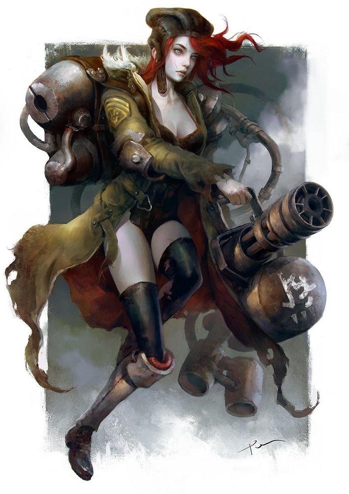 Anime girl with heavy weaponry