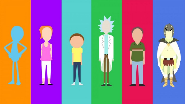 Rick and Morty characters in minimalist style