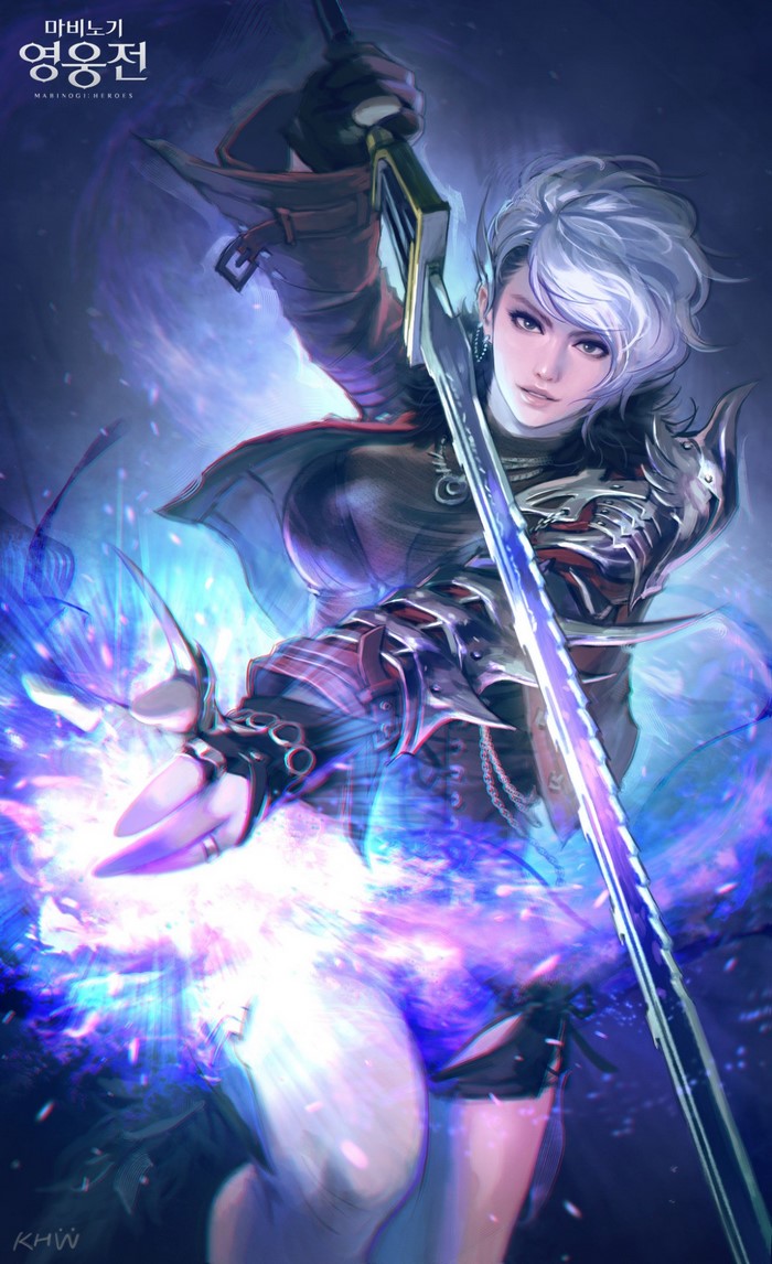 Mabinogi Heroes illustration of a female warrior with a sword