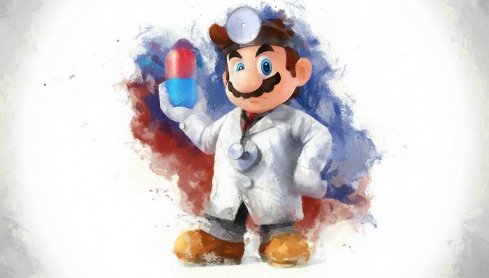 Dr. Mario holding a pill