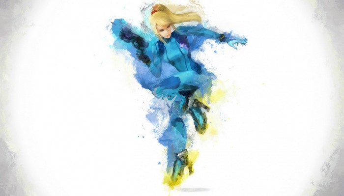 Samus Aran from Metroid in a dynamic pose