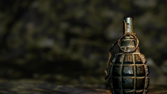 Close-up of a military hand grenade