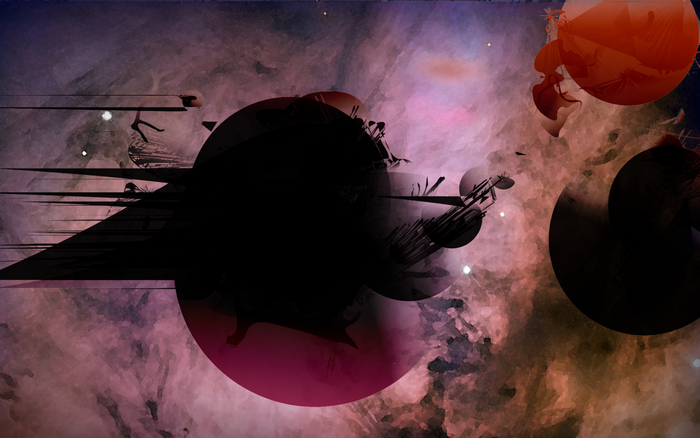 Abstract shapes and colors in space