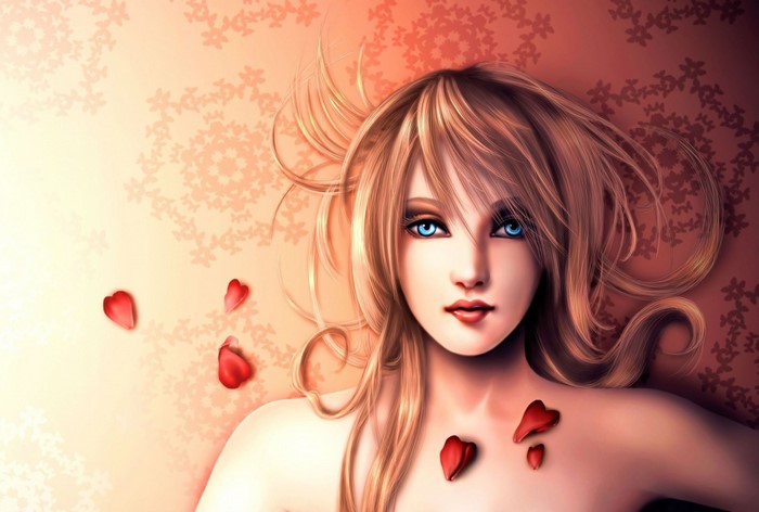 Anime girl with blue eyes and blonde hair