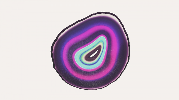 Abstract agate slice with purple and pink gradient