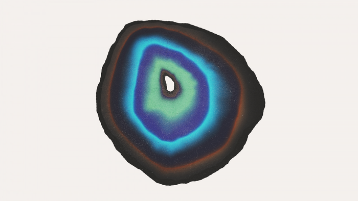 Abstract agate slice with colorful concentric rings