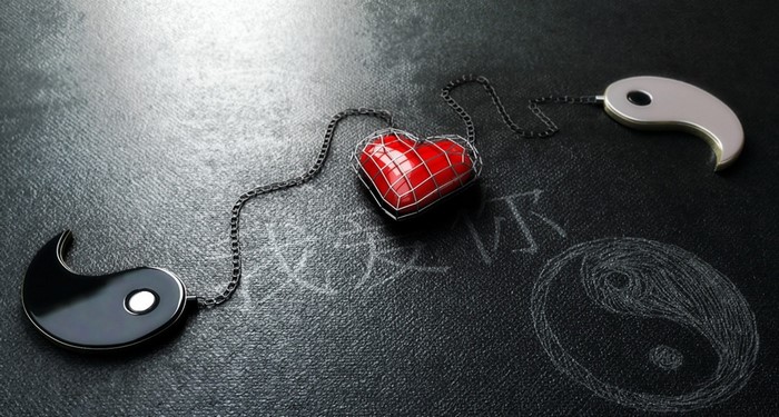 Yin and Yang pendants with heart necklace
