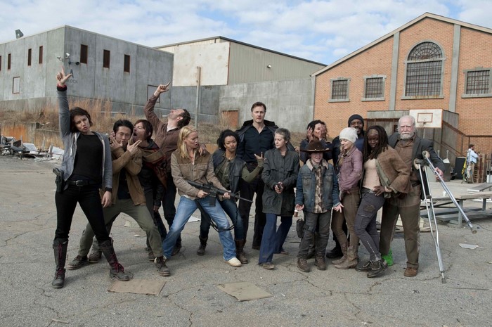 The Walking Dead cast posing for a photo