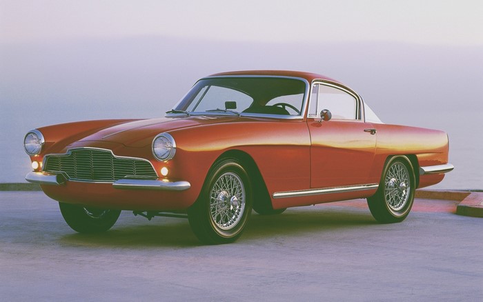 Red Aston Martin DB2 4 classic sports car