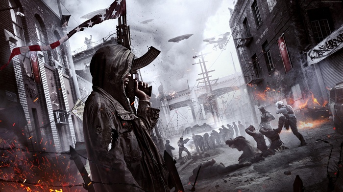 Homefront: The Revolution soldier in war-torn city