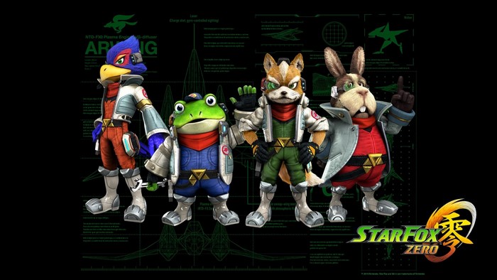 Star Fox Zero characters Falco, Slippy, Fox, and Peppy