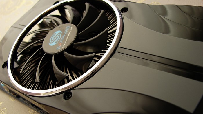 Sapphire graphics card fan with shiny casing