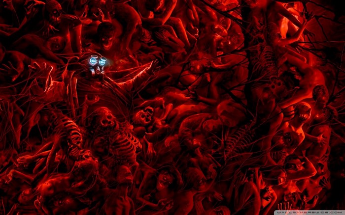 Dark Red Inferno of Lucifer and Souls