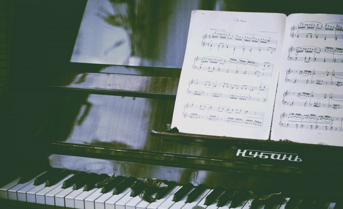 Piano with sheet music