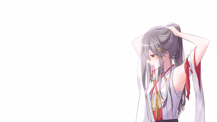 Haruna from Kantai Collection tying her hair
