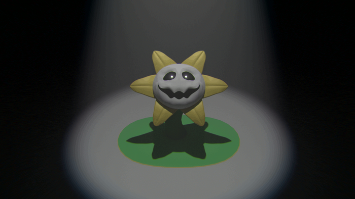 Flowey from Undertale on a green circle