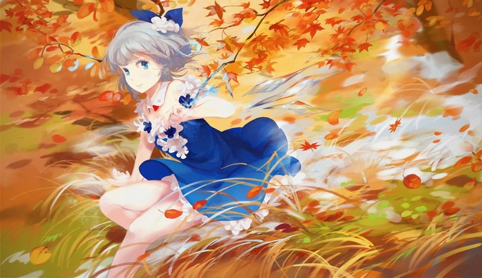 Cirno from Touhou in autumn